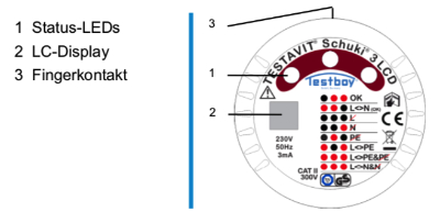 Bedienungselemente und Angezeigetelemente des Testavit Schuki 3 LCD