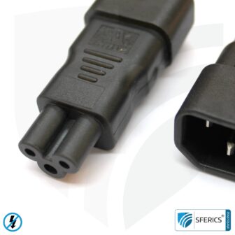 Adapter C13 Stecker auf dreipoligen C5 Stecker | Laptop Klasse