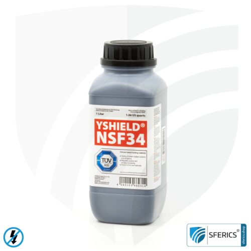 Abschirmfarbe NSF34 | NF Schirmdämpfung gegen Elektrosmog bis zu 80 dB | Schutz vor niederfrequenten elektrischen Felder (Hausstrom) | TÜV SÜD zertifiziert