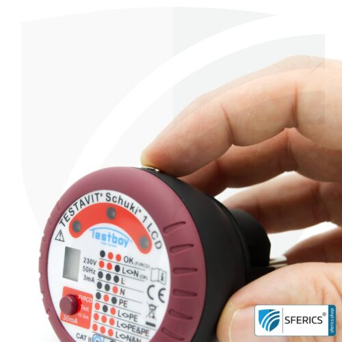 TESTAVIT SCHUKI 1 LCD | Steckdosen Sockel Tester mit FI Auslösung | Schneller Check der Erdung, Verdrahtung und FI Schutzschalter.