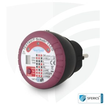 TESTAVIT SCHUKI 1 LCD | Steckdosen Sockel Tester mit FI Auslösung | Schneller Check der Erdung, Verdrahtung und FI Schutzschalter.