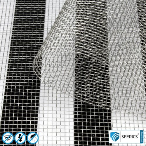 Abschirmendes Edelstahlgewebe V4A10 | HF Schirmdämpfung gegen Elektrosmog bis zu 40 dB | Zur Verlegung. 90 cm Breite. 5G ready!