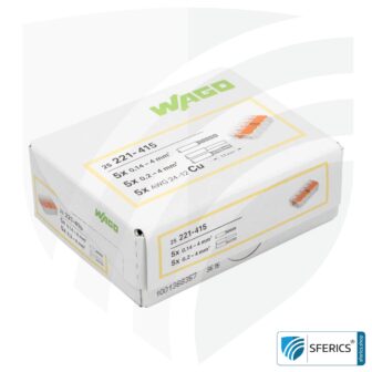 WAGO Compact Verbindungsklemme, Serie 221 | Modell 221-415 | für 5 eindrahtige, feindrahtige und mehrdrähtige Leiter | Alternative zur Lüsterklemme