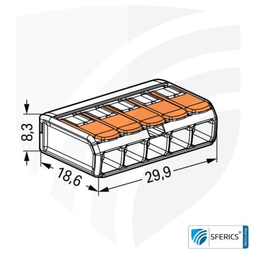 WAGO Compact Verbindungsklemme, Serie 221 | Modell 221-415 | für 5 eindrahtige, feindrahtige und mehrdrähtige Leiter | Alternative zur Lüsterklemme