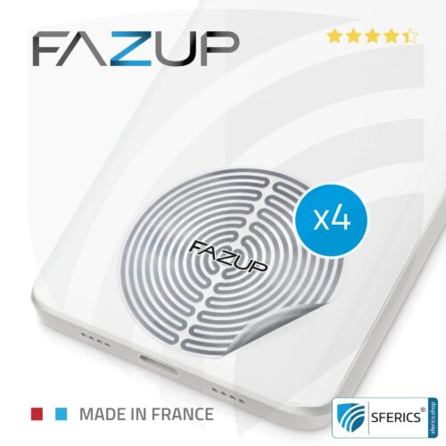 FAZUP Antennen Patch | SILBER | 4er Set mit Preisvorteil für Familie und Freunde | Innovative Technologie gegen Elektrosmog | Schützt vor unnötig hoher Bestrahlung durch’s eigene Mobiltelefon