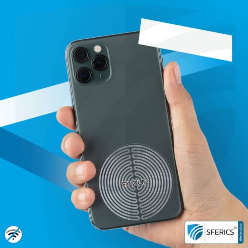 FAZUP Antennen Patch | SILBER | Innovative Technologie gegen Elektrosmog | Schützt vor unnötig hoher Bestrahlung durch’s eigene Mobiltelefon | Keine Esoterik oder Harmonisierung. Reduktion ist messbar!