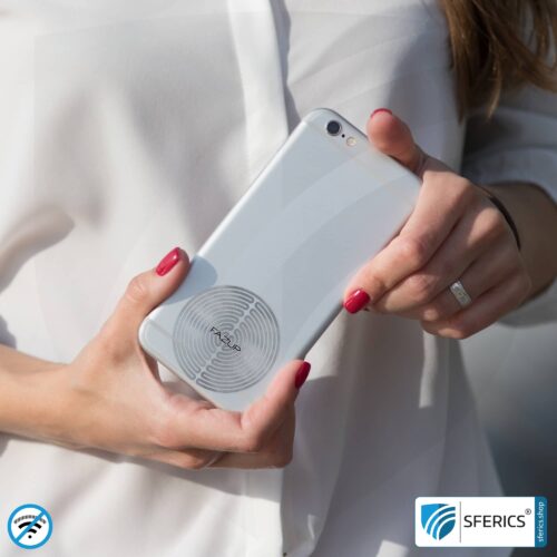 FAZUP Antennen Patch | SILBER | Innovative Technologie gegen Elektrosmog | Schützt vor unnötig hoher Bestrahlung durch’s eigene Mobiltelefon | Keine Esoterik oder Harmonisierung. Reduktion ist messbar!