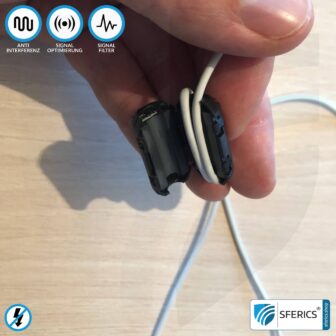 Ferritkern Filter gegen Elektrosmog im Headsetkabel | schwarz, klickbar, für 5 mm Kabel | GRATIS 1 Stück als Geschenk!