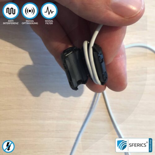 Ferritkern Filter gegen Elektrosmog im Headsetkabel | schwarz, klickbar, für 5 mm Kabel | GRATIS 1 Stück als Geschenk!