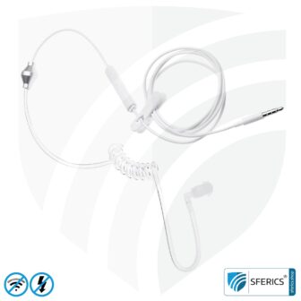 Luftkabel Anti Elektrosmog Monaural Headset mit Mikrofon | In-Ear-Headset AirTube zur Reduktion von EMF am Kopf | Klinkenstecker | Prädestiniert fürs Callcenter, Security, usw.
