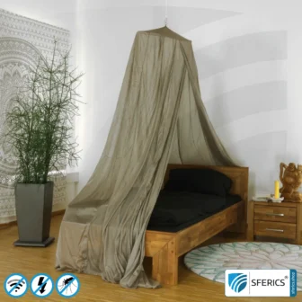 Abschirmender Baldachin Elektrosmog BUDGET | EINZELBETT | Pyramidenform | Abschirmung Funk über 99,99 % (44 dB) | erdbar | Made in China