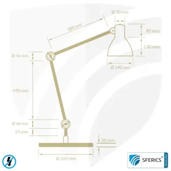 Geschirmte Lampe | Schreibtischlampe für den hellen Arbeitplatz oder als geniale Werklampe | E27 Fassung