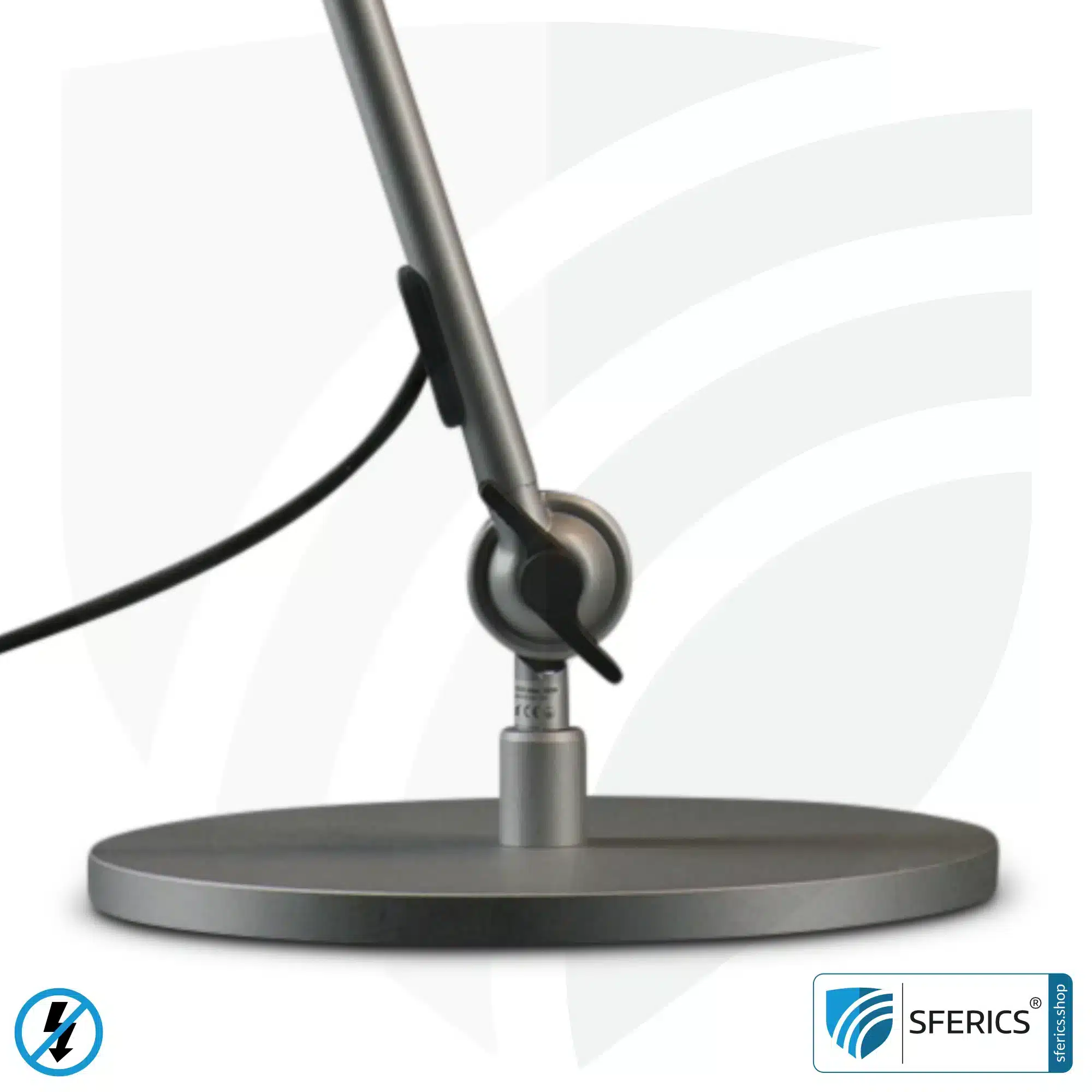 Fixierung der geschirmten Lampe für Schreibtisch, Arbeitsplatz oder Werkstatt | Design SILBER 4 Tischfuss Fixierung der geschirmten Lampe für Schreibtisch, Arbeitsplatz oder Werkstatt | Design SILBER.