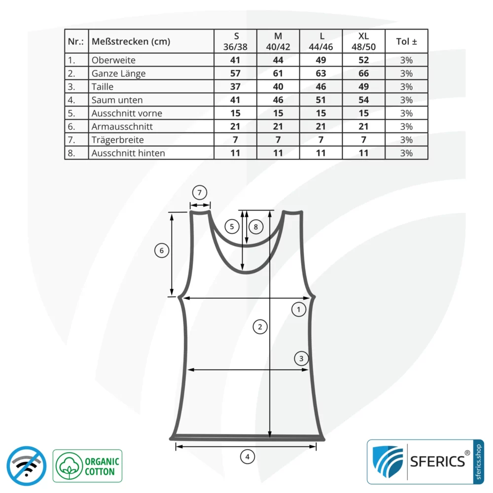 Abschirmendes ANTIWAVE Tank-Top für Damen | Schutz bis zu 30 dB vor HF Elektrosmog (Handy, WLAN, LTE) | Ideal für elektrosensible Menschen