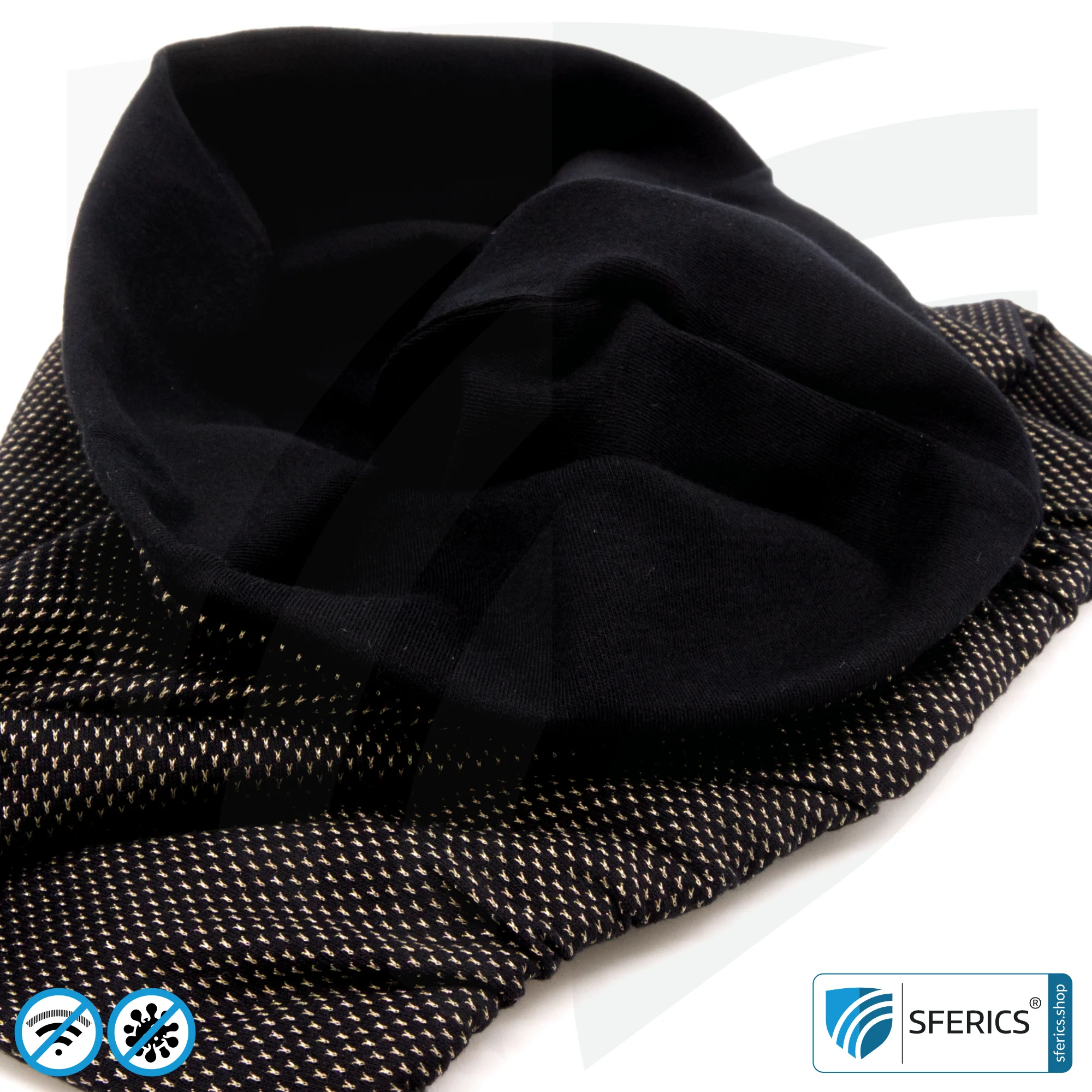 Abschirmender, elastischer ANTIWAVE Schlauchschal Scarf | Schutz vor Elektrosmog HF mit Wirkungsgrad bis 99,9 % | Abschirmstoff mit Silber für antibakterielle Wirkung durch Silberionen 13 ANTIWAVE abschirmender, elastischer Schlauchschal Scarf | Schutz vor Elektrosmog HF mit Wirkungsgrad bis 99,9 % | Abschirmstoff mit Silber für antibakterielle Wirkung durch Silberionen.