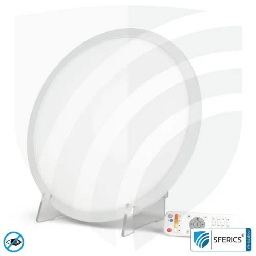 LED Wohlfühl Tageslichtlampe LENA 400 | vitalisierende Lichtdusche + Lichttherapie bei Lichtmangel | Vollspektrum Tageslicht mit 10.000 Lux ab 33 cm Abstand | dimmbar | flimmerfrei | CRI über 95 | stellend und hängend anwendbar