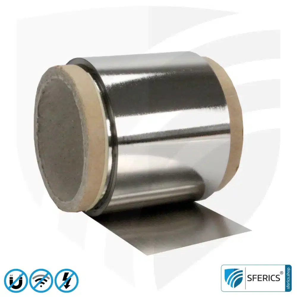 Magnetfeld Abschirmfolie MCF5 | Breite 5 cm | Schirmdämpfung magnetischer Wechselfelder mit 30 dB und Funkstrahlung HF bei 70 dB und höher | Wirkungsvoll gegen 5G!