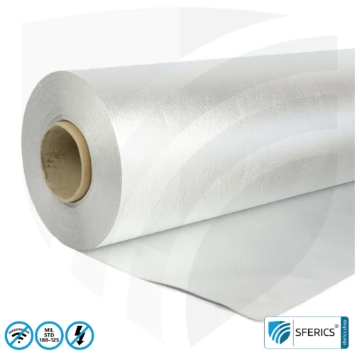 A300 HEMP | Abschirmung nach Militärstandard MIL-STD-188-125 | doppelt kaschiertes Vlies für redundante High-End Abschirmung EMF | HF Schirmdämpfung bis 123 dB | hoch effektiv gegen Funkstahlung + elektromagnetische Impulse. 90 cm Breite.