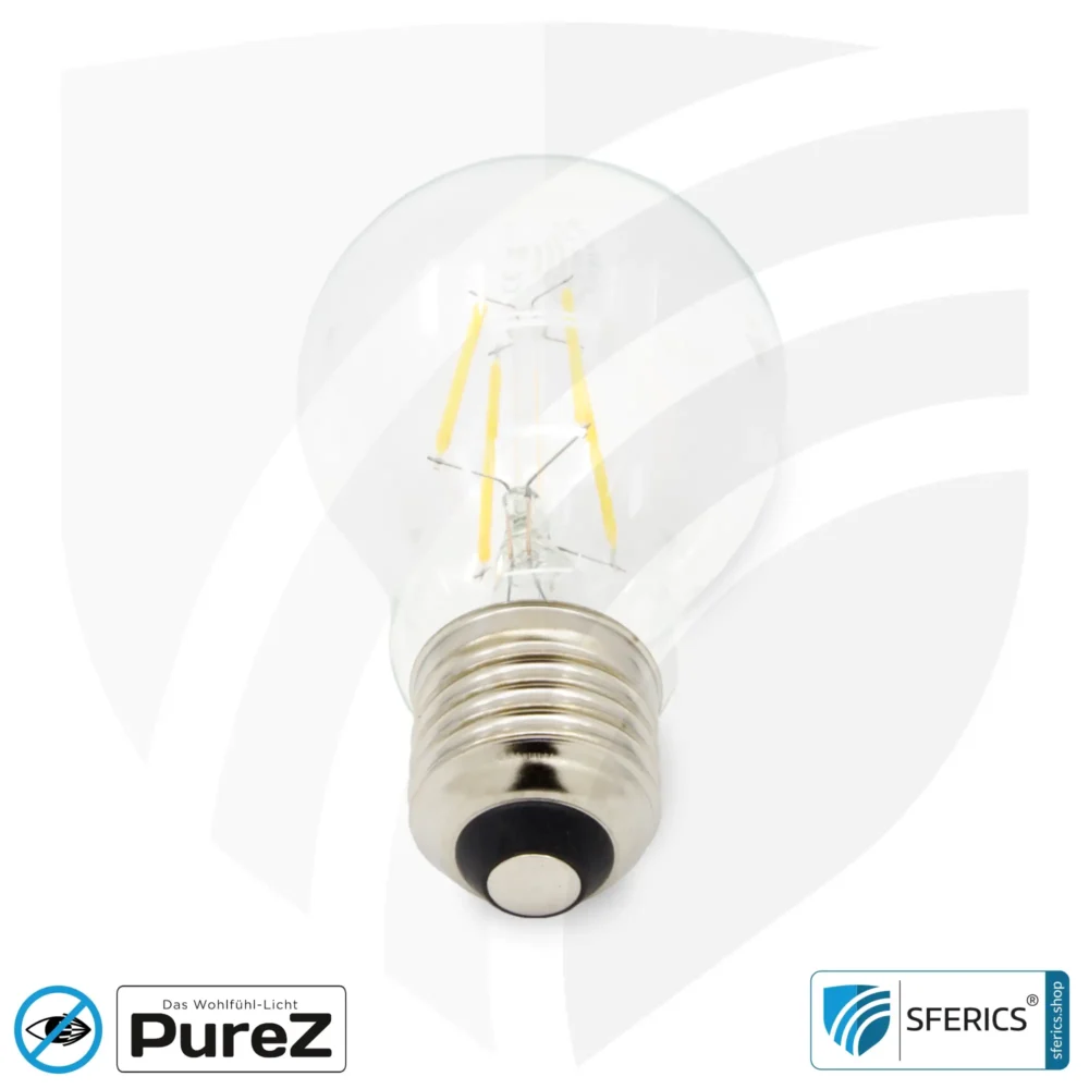 4,2 Watt LED Filament Pure-Z NEO | Hell wie 38 Watt, 400 Lumen | CRI 97 | flimmerfrei | warmweiß | E27 | klar