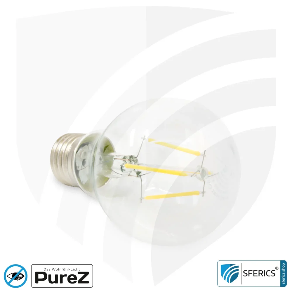 4,2 Watt LED Filament Pure-Z NEO | Hell wie 38 Watt, 400 Lumen | CRI 97 | flimmerfrei | warmweiß | E27 | klar