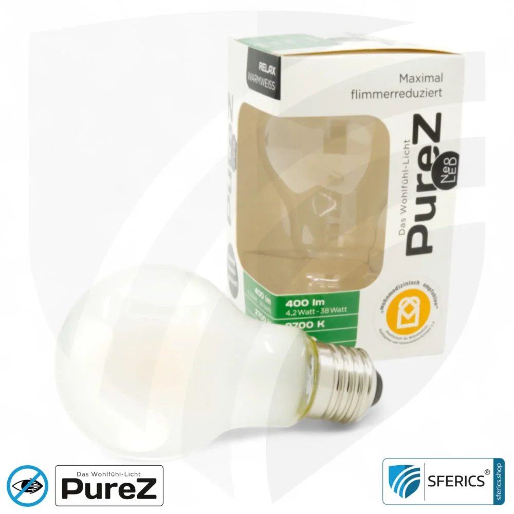 4,2 Watt LED Filament Pure-Z NEO | Hell wie 38 Watt, 400 Lumen | CRI 97 | flimmerfrei | warmweiß | E27 | matt