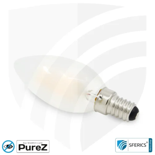 4 Watt LED Filament Kerze Pure-Z NEO | Hell wie 38 Watt, 400 Lumen | CRI 97 | flimmerfrei | warmweiß | E14 | matt