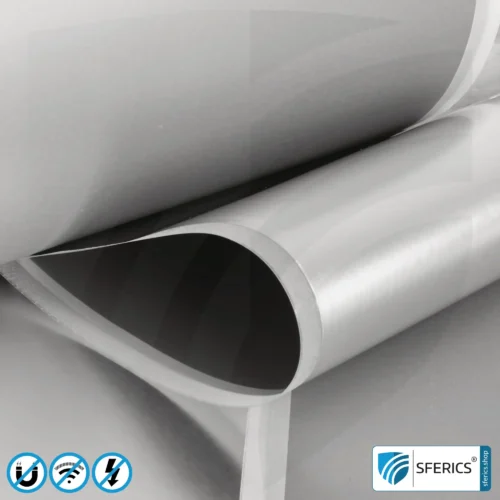Magnetfeld Abschirmfolie M2A | sehr dünne, zweilagige Folie zur wirkungsvollen Magnetfeld Abschirmung | Aluminiumoberfläche für sehr hohe HF Schirmdämpfung | 21 cm Breite | erdbar